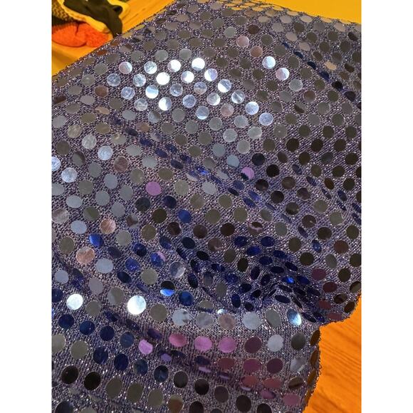 1990's LA Glow Blue Metallic Blingy Sequined Zipper Dress Gown Juniors 9/10 Prom - Picture 12 of 13